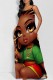 Brown Green Casual Figure Print Backless Spaghetti Strap Long Dresses