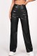 Black Casual Solid Color Patchwork Straight Conventional Solid Color Trousers