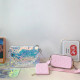 Pink Casual Street Gradient Color Letters Patchwork Contrast Embossed Bags