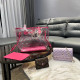Rose Red Daily Vacation Letters Patchwork Contrast Bags