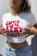 White Casual Letters Patchwork O Neck T-Shirts