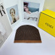 Brown Casual Daily Letters Patchwork Knit Hat