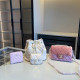 White Pink Daily Celebrities Letters Draw String Patchwork Zipper Bags