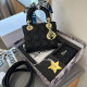 Black Daily Celebrities Solid Color Patchwork Metal Accessories Trim Embossed Bags