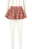 Red Sexy Plaid Patchwork Loose Low Waist Full Print Bottoms