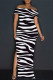 Black And White Sexy Striped Print Slit Off Shoulder Printed Dresses