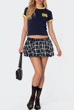 Red Sexy Plaid Patchwork Loose Low Waist Full Print Bottoms