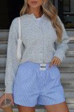 Black Casual Solid Color Buckle Patchwork Button Collar Tops