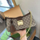 Brown Casual Street Letters Patchwork Chains Contrast Bags