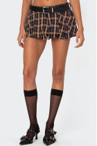 Deep Blue Sexy Plaid Patchwork Loose Low Waist Full Print Bottoms