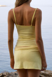 White Sexy Solid Color Patchwork Backless With Belt Spaghetti Strap Sleeveless Two Pieces