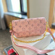 Pink Casual Daily Letters Chains Contrast Embossed Bags