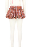 Red Sexy Plaid Patchwork Loose Low Waist Full Print Bottoms