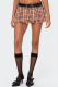 Brown Sexy Plaid Patchwork Loose Low Waist Full Print Bottoms