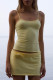 Light Yellow Sexy Solid Color Patchwork Backless With Belt Spaghetti Strap Sleeveless Two Pieces