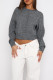 Dark Gray Casual Solid Color Buckle Patchwork Button Collar Tops