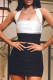 Black And White Sexy Patchwork Backless Halter Wrapped Skirt Dresses