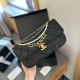 Black Daily Letters Patchwork Metal Accessories Trim Pearls Decor Bags