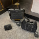 Black Casual Street Letters Patchwork Chains Zipper Bags
