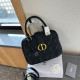 Black Casual Daily Letters Patchwork Zipper Embossed Bags