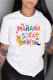 White Casual Street Letter Print O Neck T-Shirts