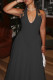 Black Elegant Solid Color Patchwork Backless Strap Design Zipper Halter A Line Dresses
