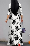 Apricot Elegant Flowers Print Lace Up V Neck Printed Dresses