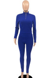 Red Casual Solid Color Patchwork Zipper Zipper Collar Long Sleeve Two Pieces