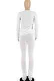 Khaki Casual Solid Color Pocket Patchwork Ruched U Neck Long Sleeve Two Pieces