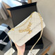 White Daily Letters Patchwork Metal Accessories Trim Pearls Decor Bags