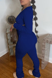 Khaki Casual Solid Color Pocket Patchwork Ruched U Neck Long Sleeve Two Pieces