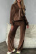 Coffee Casual Solid Color Pocket Patchwork Zipper Zipper Collar Long Sleeve Two Pieces