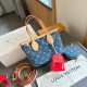 The cowboy blue Casual Street Letters Patchwork Contrast Bags