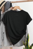 Black Casual Street Cartoon Print O Neck T-Shirts