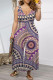 Pink Casual Geometric Print Pocket Contrast V Neck Loose Jumpsuits