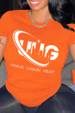 Pink Casual Street Letter Print O Neck T-Shirts