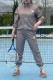 Light Gray Casual Sportswear Letters Patchwork Zipper Mandarin Collar Long Sleeve Two Pieces