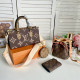 Brown Casual Daily Letters Patchwork Zipper Contrast Bags
