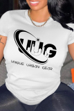 Pink Casual Street Letter Print O Neck T-Shirts