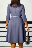 Pink Elegant Solid Color Patchwork With Belt Turndown Collar A Line Dresses