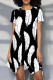 White Sexy Print Patchwork O Neck Irregular Dresses