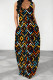Black Casual Geometric Print Pocket Contrast U Neck Printed Dresses