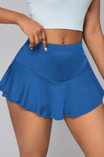 Blue Sexy Solid Color Patchwork Regular Mid Waist Speaker Patchwork Bottoms
