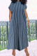 Blue Casual Stripe Patchwork Backless V Neck Straight Plus Size Dresses