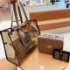 Khaki Daily Vacation Letters Patchwork See-Through Bags