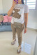 White Casual Daily Cartoon Print Letters O Neck Short Sleeve Two Pieces