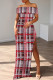 Red Casual Print Slit Off Shoulder Long Dresses