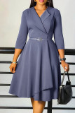 Pink Elegant Solid Color Patchwork With Belt Turndown Collar A Line Dresses