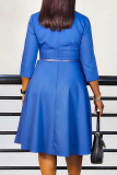 Pink Elegant Solid Color Patchwork With Belt Turndown Collar A Line Dresses
