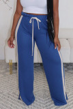 Pink Casual Stripe Lace Up Patchwork Loose High Waist Wide Leg Patchwork Bottoms